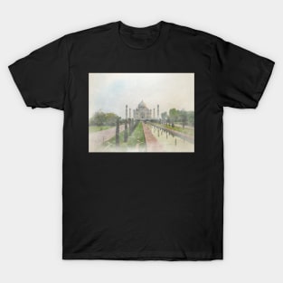 Taj Mahal Agra India Watercolour T-Shirt